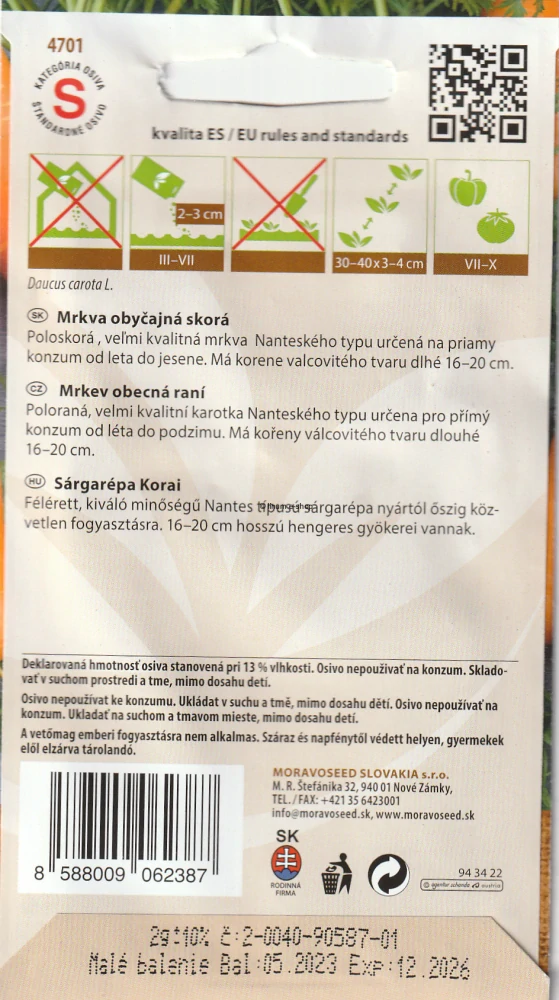 Mrkva obyčajná skorá Nantes 3
