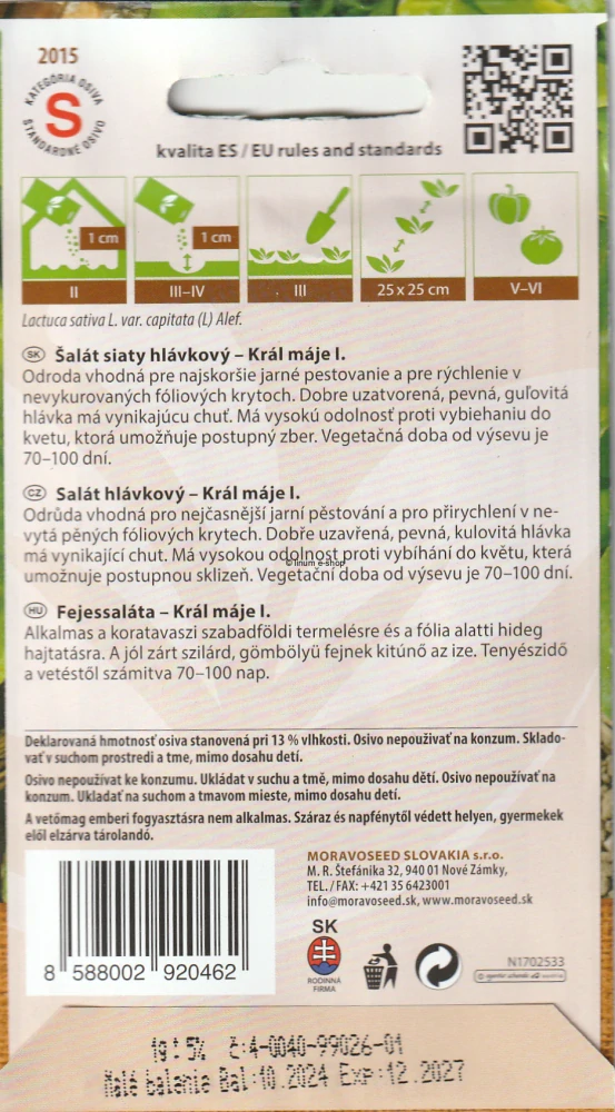 Šalát hlávkový jarný Kráľ 1. mája