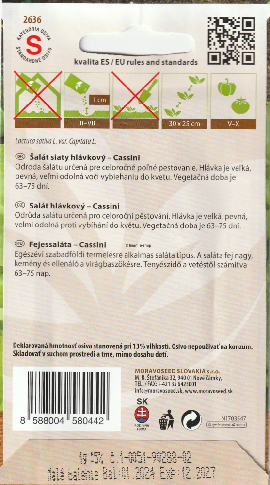 Šalát siaty hlávkový Cassini