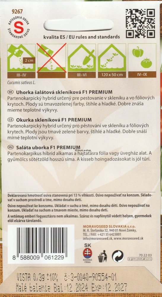 Uhorka šalátová skleníková F1 Premium