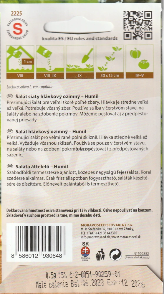 Šalát siaty hlávkový ozimný Humil