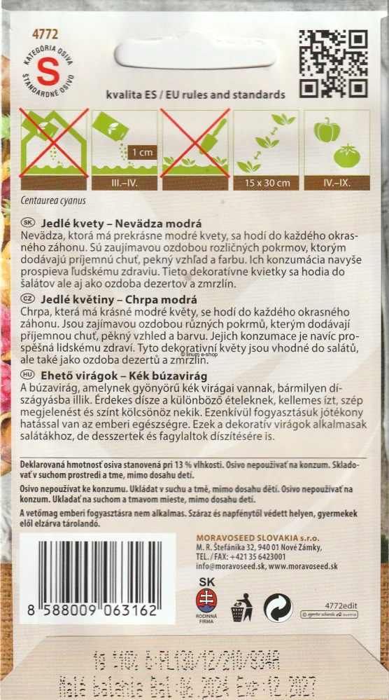 Jedlé kvety - Nevädza modrá