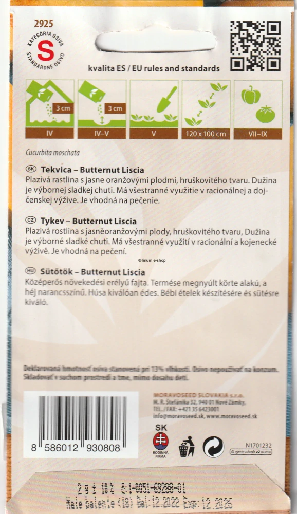 Tekvica pižmová Butternut Liscia