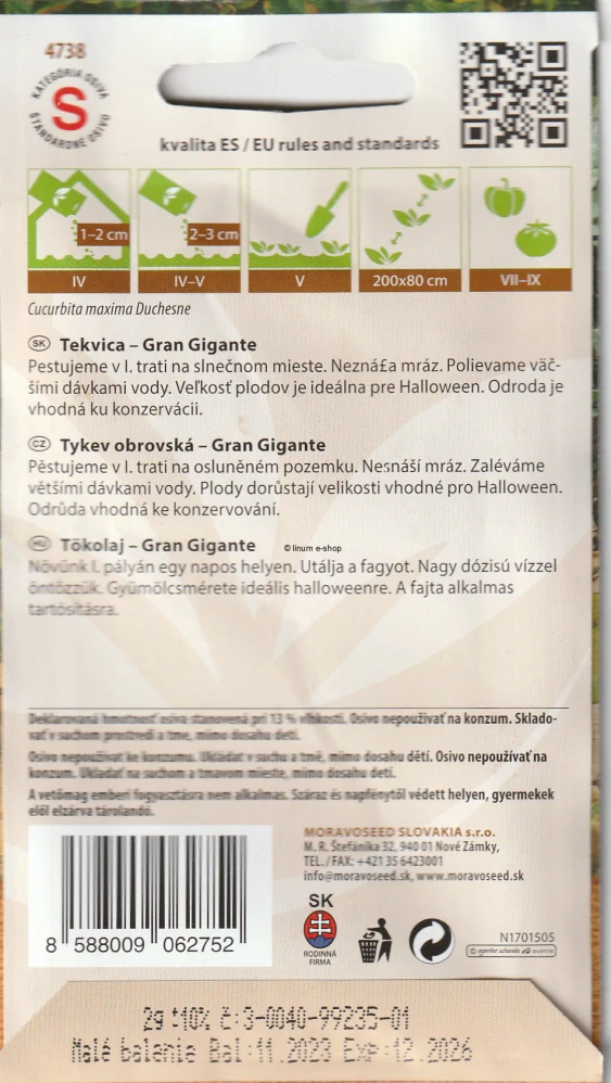 Tekvica obrovská Gran Gigante Halloween