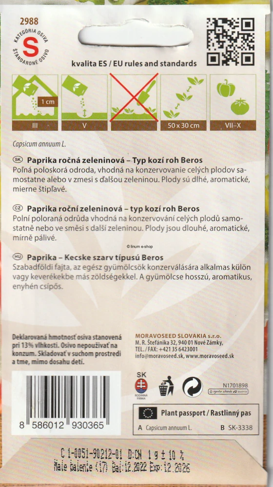 Paprika poľná Kozí roh Beros