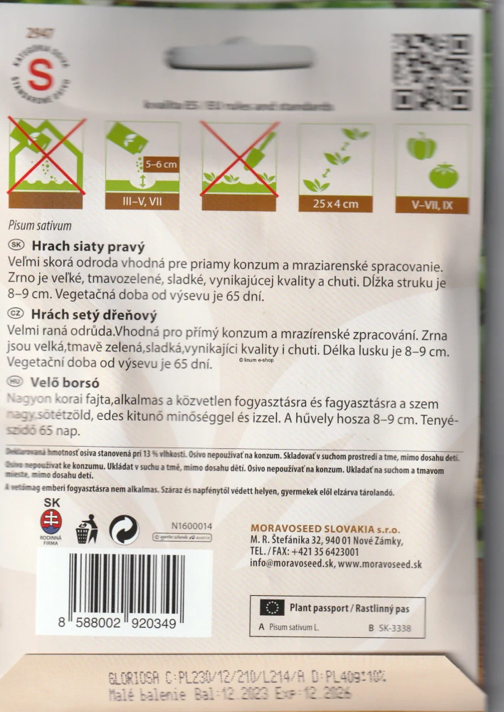 Hrach záhradný skorý Gloriosa 40g