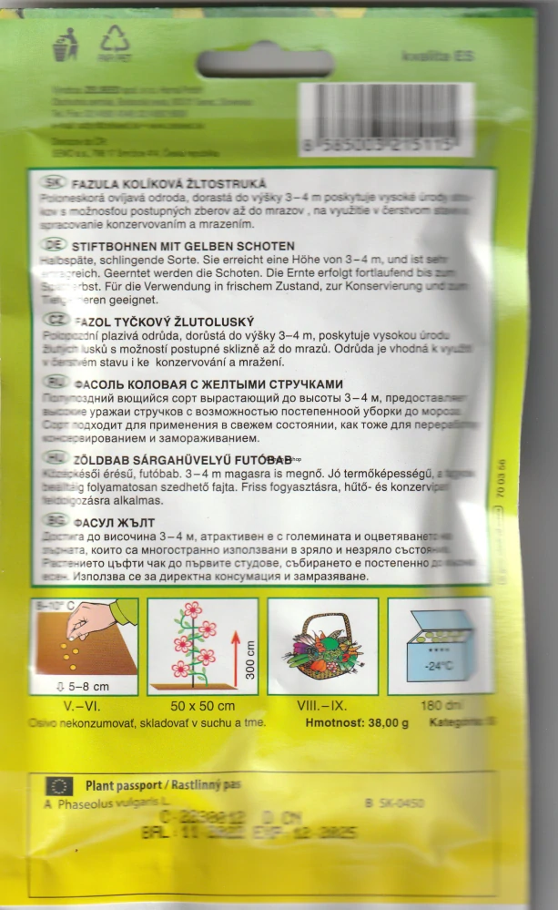 Fazuľa kolíková žltostruká Anita