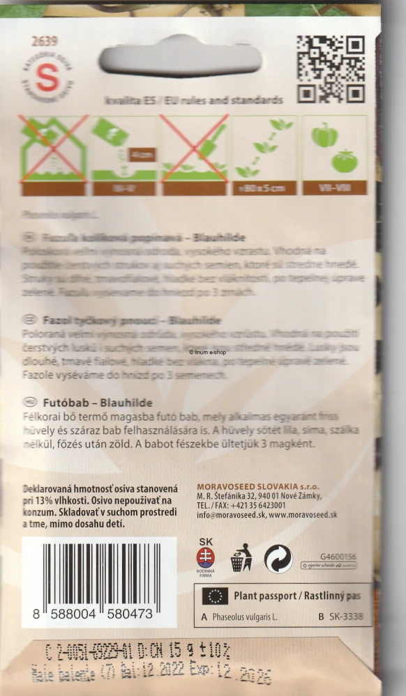 Fazuľa kolíková Blauhilde
