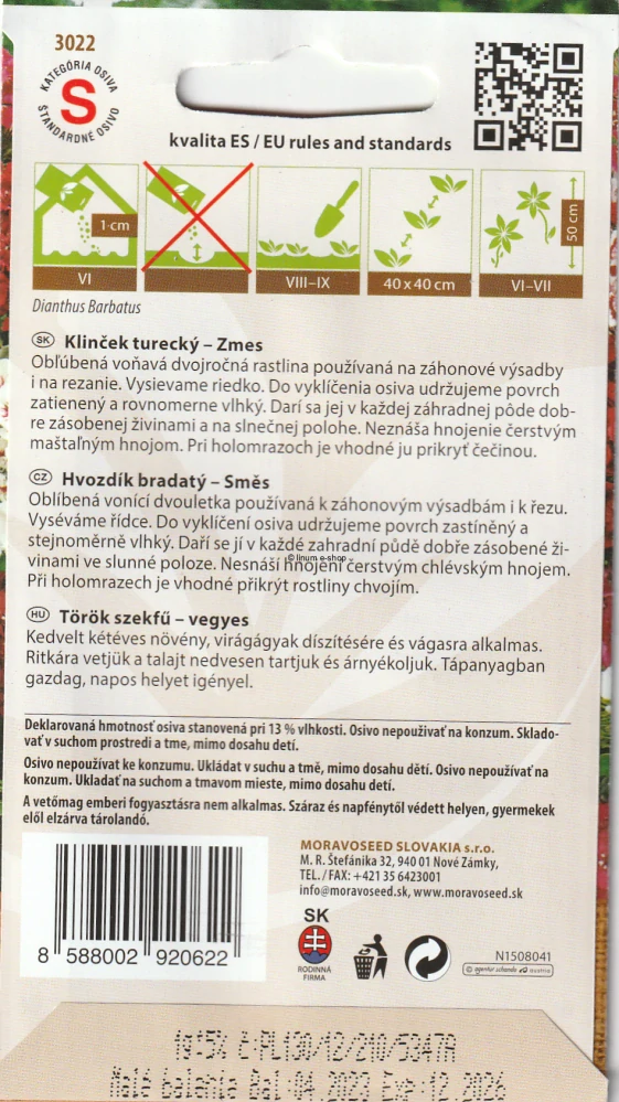 Klinček turecký - zmes