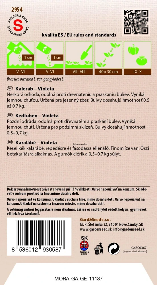 Kaleráb neskorý modrý Violeta