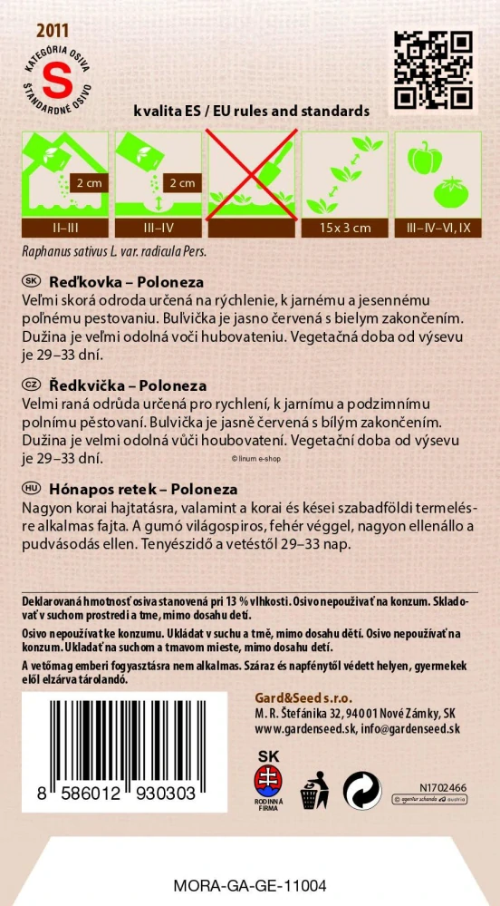 Reďkovka červenobiela guľatá Poloneza