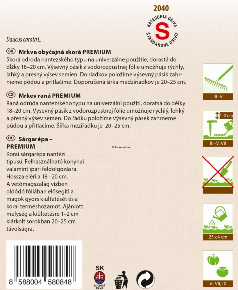 výsevný pásik Mrkva skorá